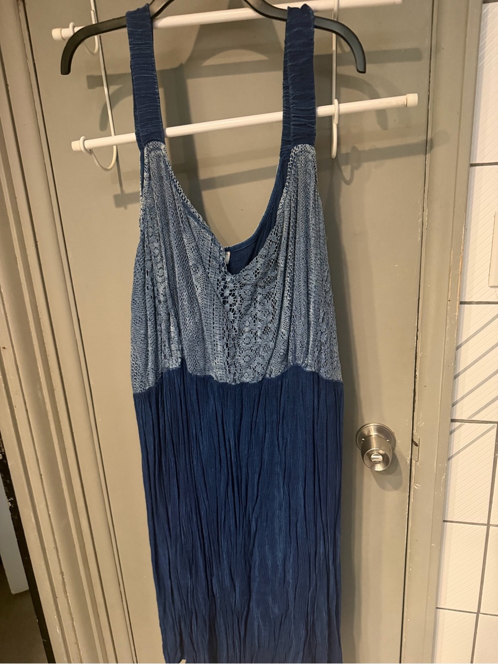 Avenue Light & Dark Blue Crochet Maxi Dress